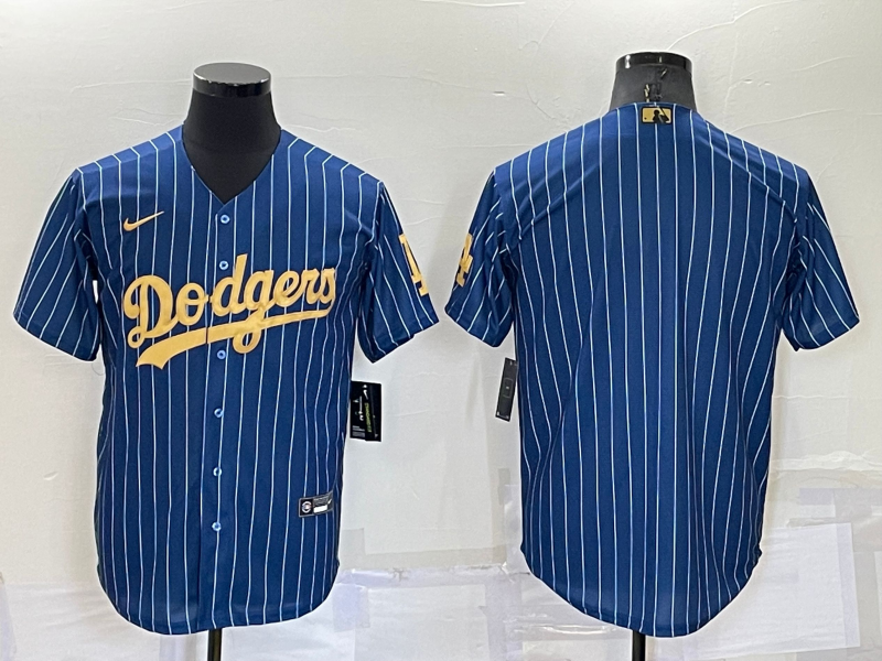 Men's Los Angeles Dodgers Blank Navy/Gold Cool Base Stitched Baseball Jersey